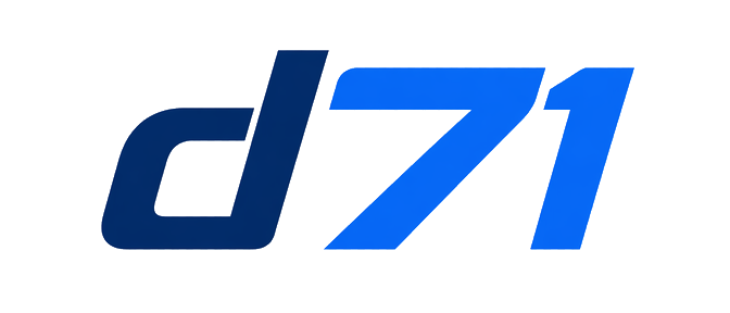d71 brand logo in red esports style